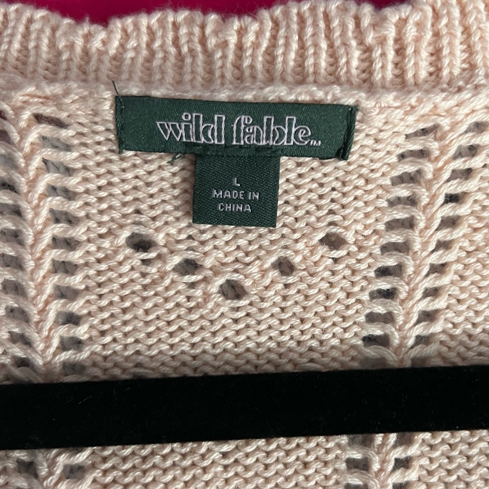 Wild Fable Pink Knitted Short Cardigan Sweater Sz L - Picture 4 of 4